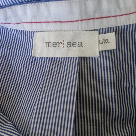 Mer Sea Coastal Blue Pin Stripe Essential Shirt Dress | L/XL - Picture 11 of 11